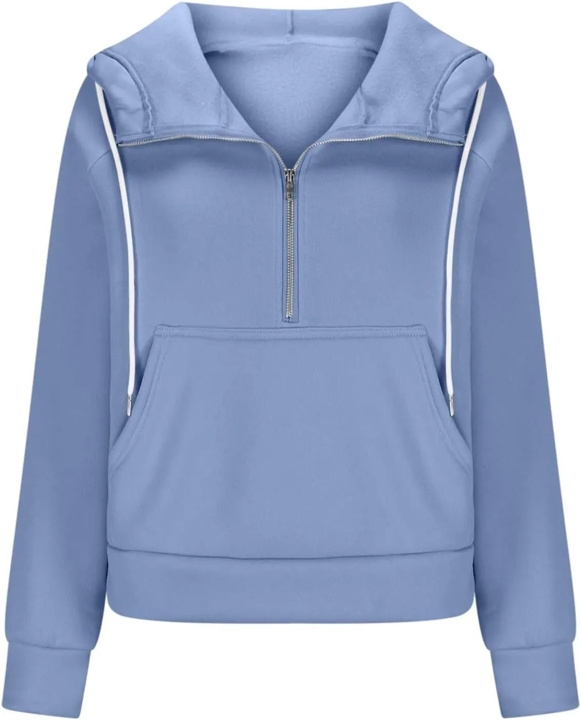 Sweatshirts for Women Half Zip Fleece Cropped Hooded Pullover Casual Loose Fashion Sweatshirts with Thumb Holes