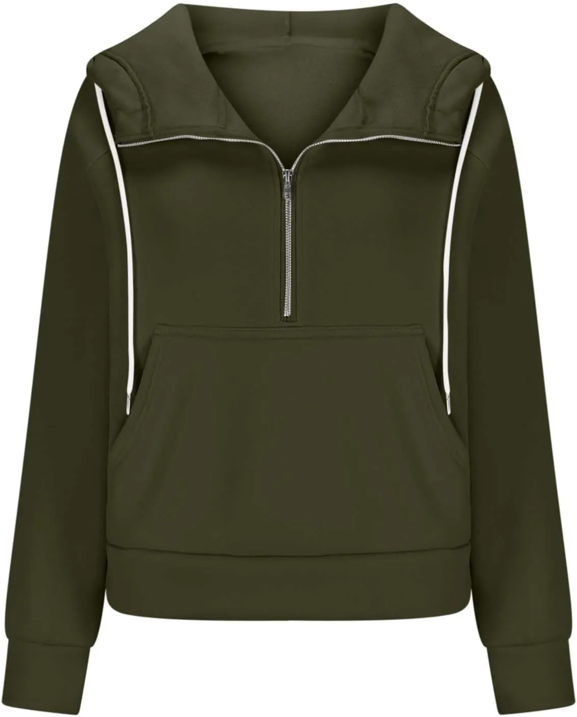 Sweatshirts for Women Half Zip Fleece Cropped Hooded Pullover Casual Loose Fashion Sweatshirts with Thumb Holes