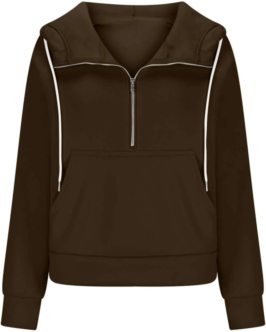 Sweatshirts for Women Half Zip Fleece Cropped Hooded Pullover Casual Loose Fashion Sweatshirts with Thumb Holes