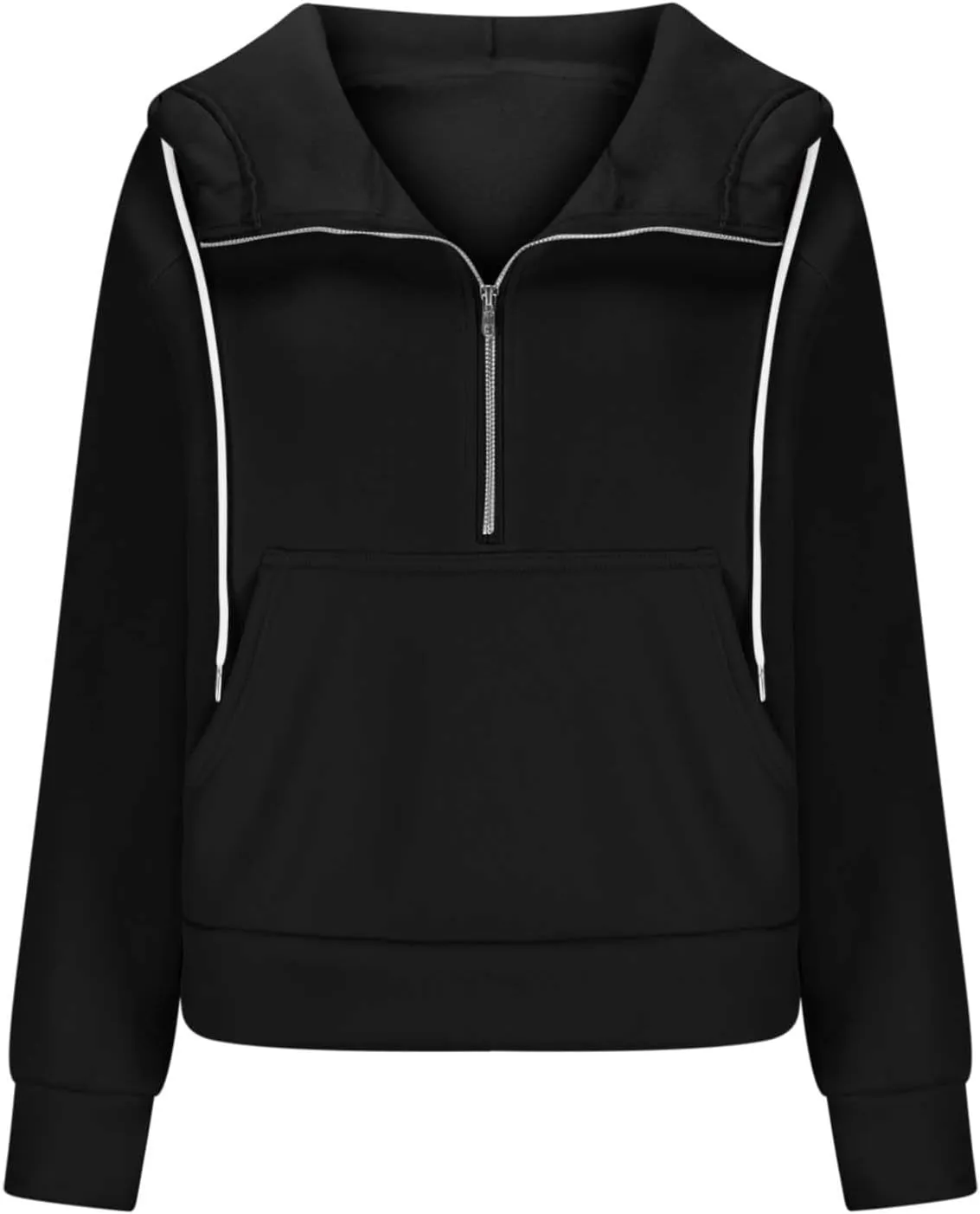 Sweatshirts for Women Half Zip Fleece Cropped Hooded Pullover Casual Loose Fashion Sweatshirts with Thumb Holes