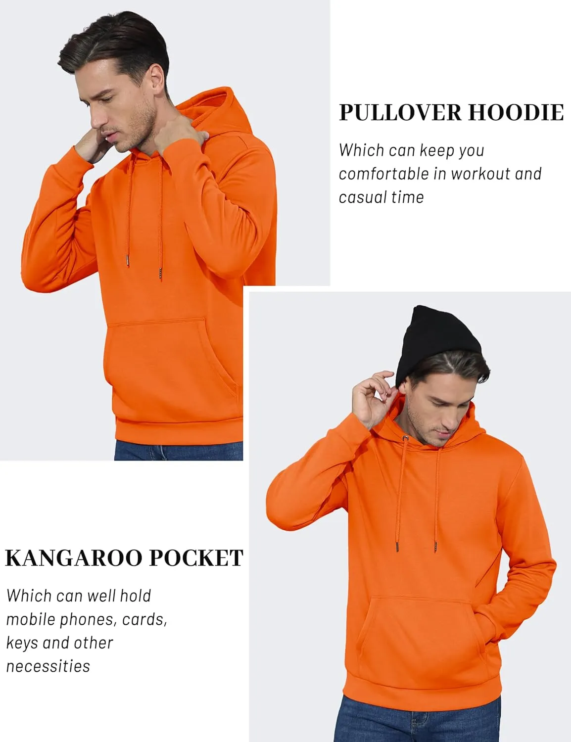 TACVASEN Men's Athletic Hoodies Fleece Lined Sweatshirt Pullover Soft Casual Hooded Sweatshirt with Pocket
