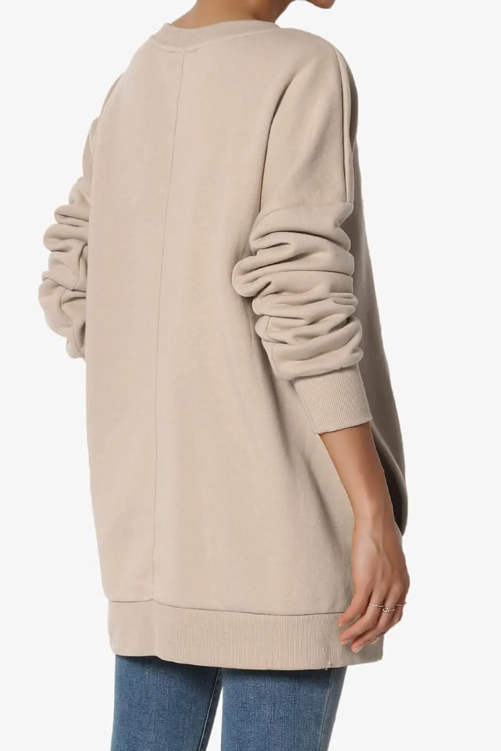 TheMogan Women's Casual Cozy Oversized V-Neck Pocket Fleece Pullover Sweatshirts