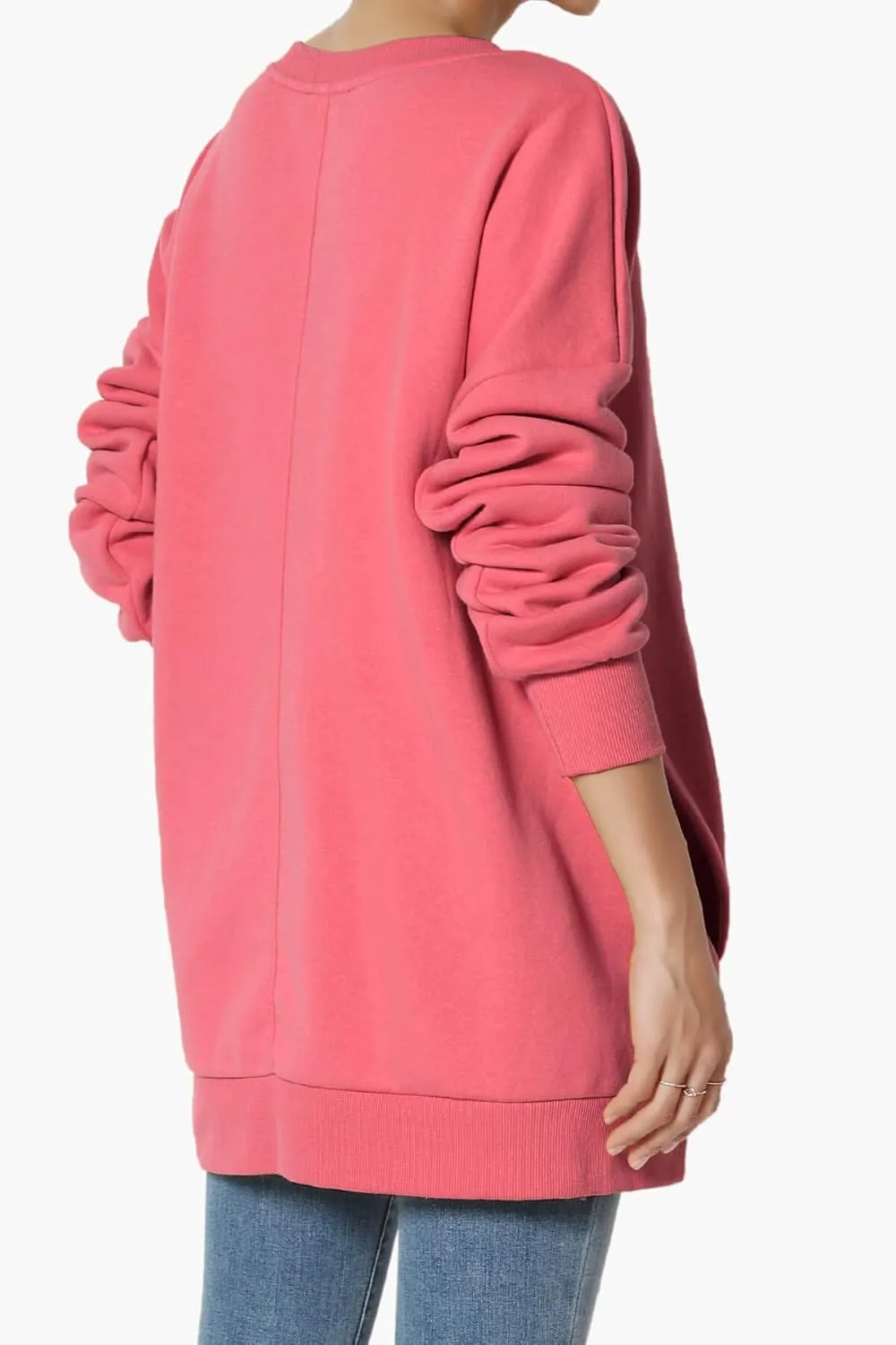 TheMogan Women's Casual Cozy Oversized V-Neck Pocket Fleece Pullover Sweatshirts