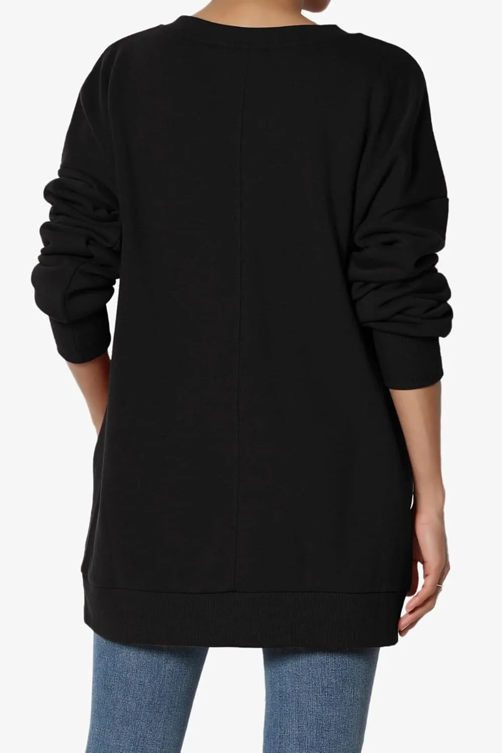 TheMogan Women's Casual Cozy Oversized V-Neck Pocket Fleece Pullover Sweatshirts
