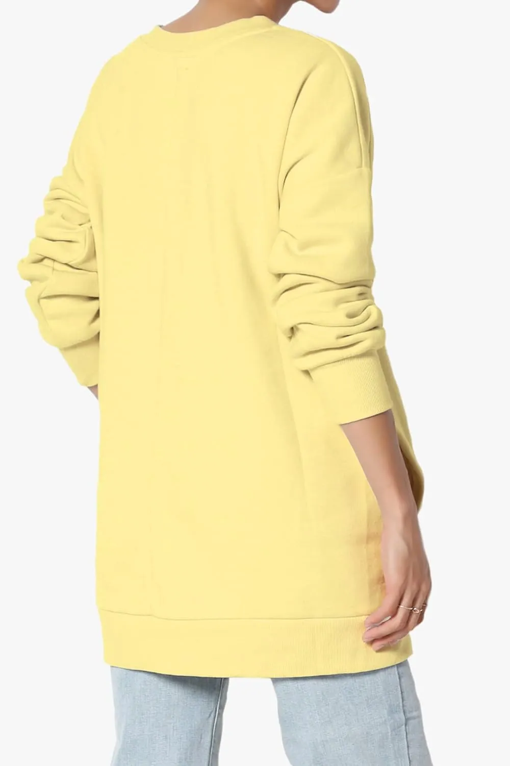 TheMogan Women's Casual Cozy Oversized V-Neck Pocket Fleece Pullover Sweatshirts