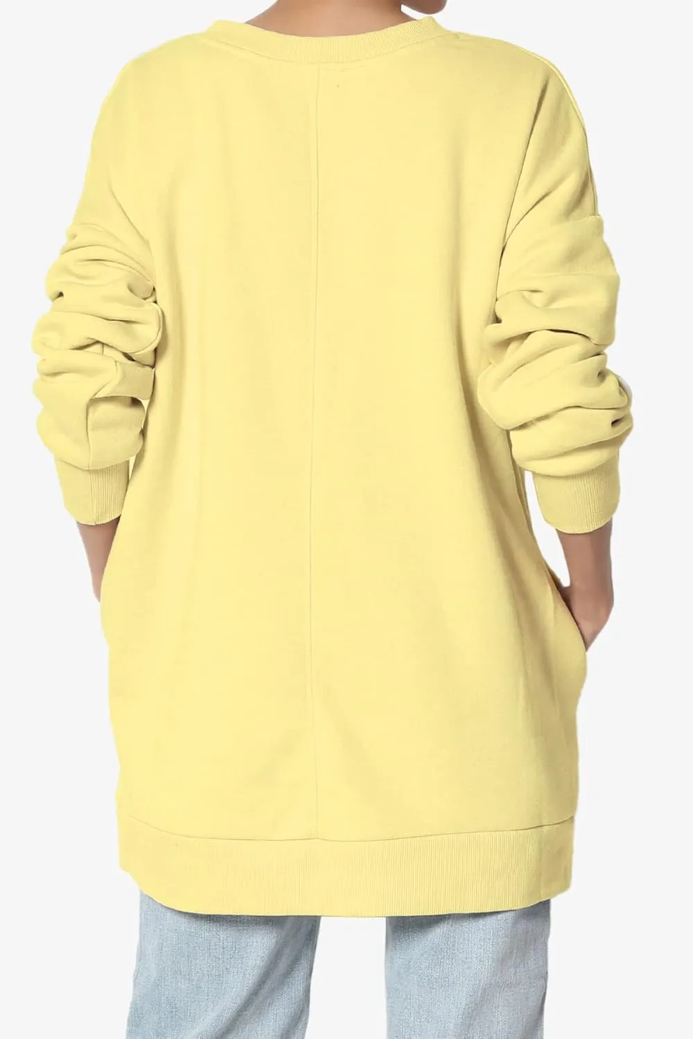 TheMogan Women's Casual Cozy Oversized V-Neck Pocket Fleece Pullover Sweatshirts