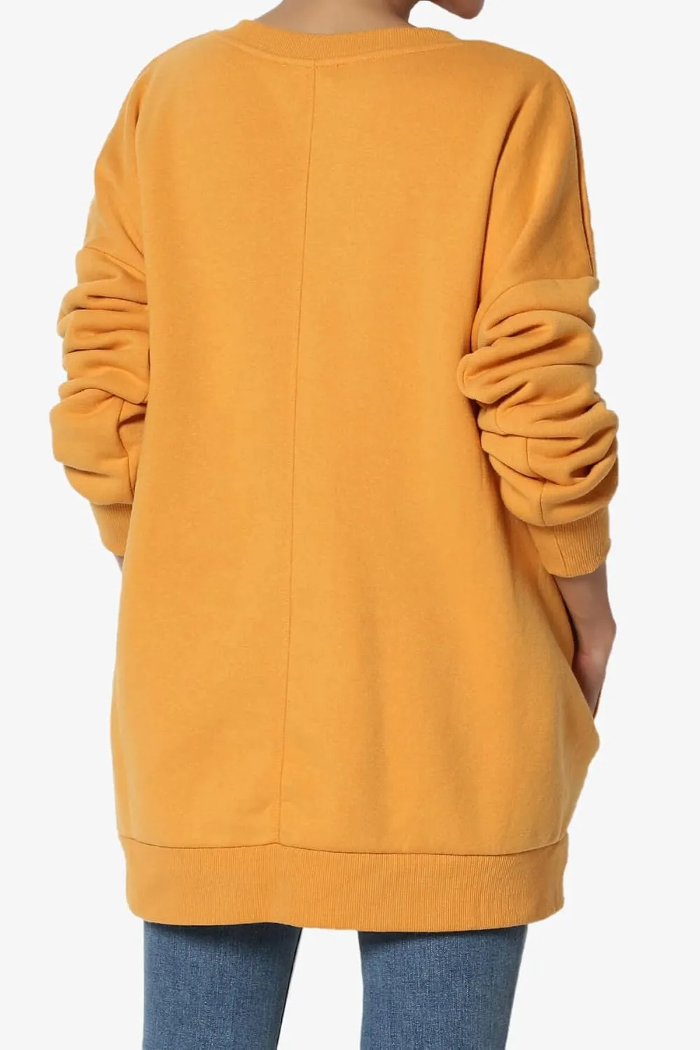 TheMogan Women's Casual Cozy Oversized V-Neck Pocket Fleece Pullover Sweatshirts