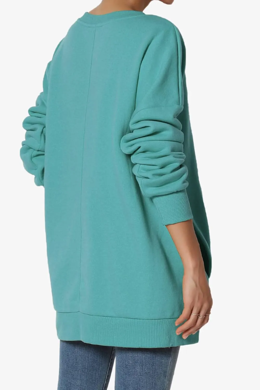 TheMogan Women's Casual Cozy Oversized V-Neck Pocket Fleece Pullover Sweatshirts