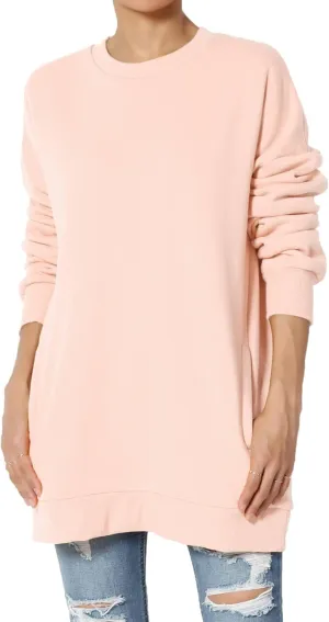 TheMogan Women's S~3X Casual Cozy Oversized Crew Neck Fleece Pullover Sweatshirts