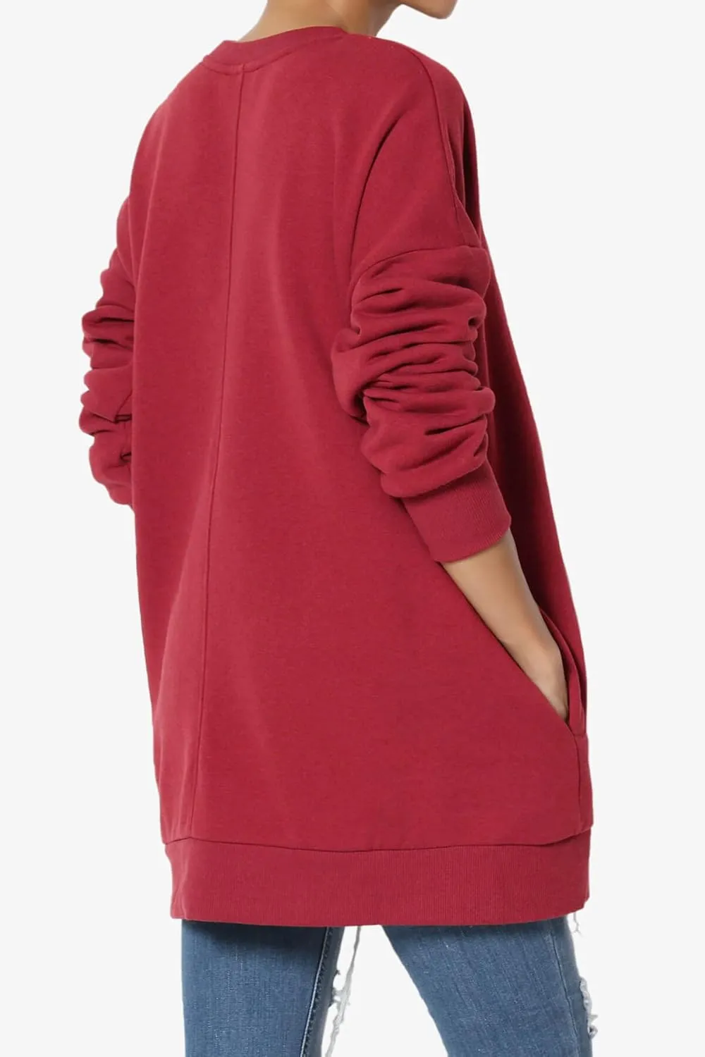 TheMogan Women's S~3X Casual Cozy Oversized Crew Neck Fleece Pullover Sweatshirts