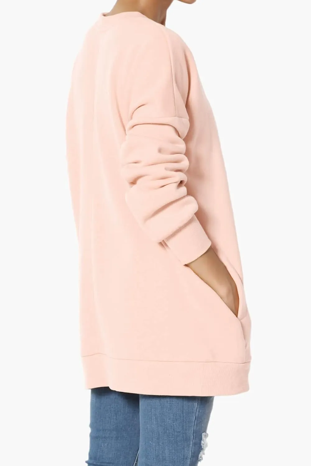 TheMogan Women's S~3X Casual Cozy Oversized Crew Neck Fleece Pullover Sweatshirts
