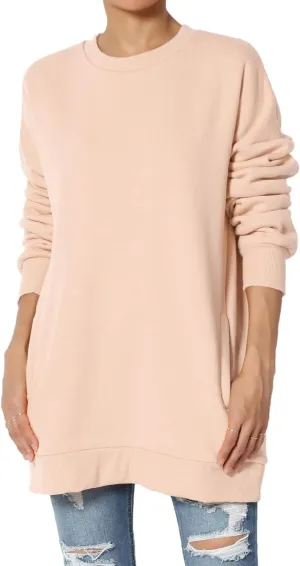 TheMogan Women's S~3X Casual Cozy Oversized Crew Neck Fleece Pullover Sweatshirts