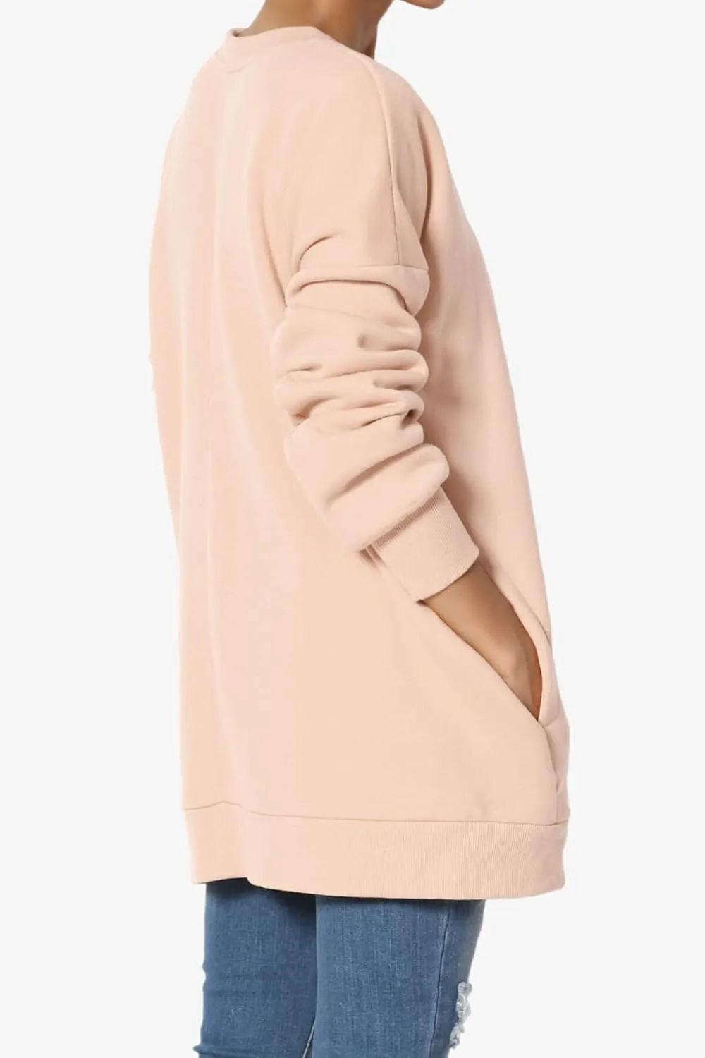 TheMogan Women's S~3X Casual Cozy Oversized Crew Neck Fleece Pullover Sweatshirts