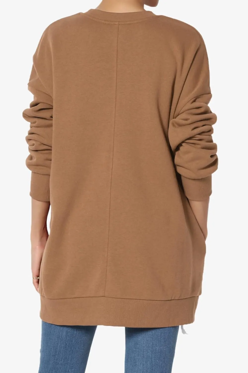 TheMogan Women's S~3X Casual Cozy Oversized Crew Neck Fleece Pullover Sweatshirts