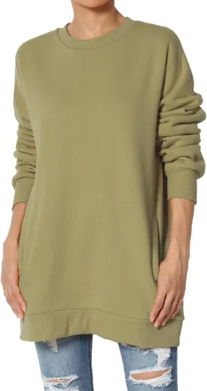 TheMogan Women's S~3X Casual Cozy Oversized Crew Neck Fleece Pullover Sweatshirts