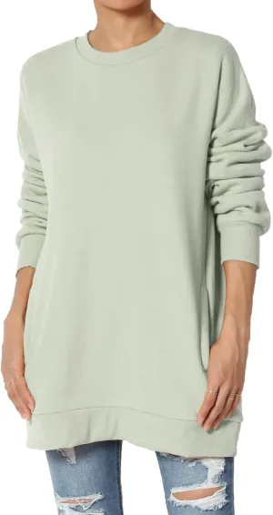 TheMogan Women's S~3X Casual Cozy Oversized Crew Neck Fleece Pullover Sweatshirts