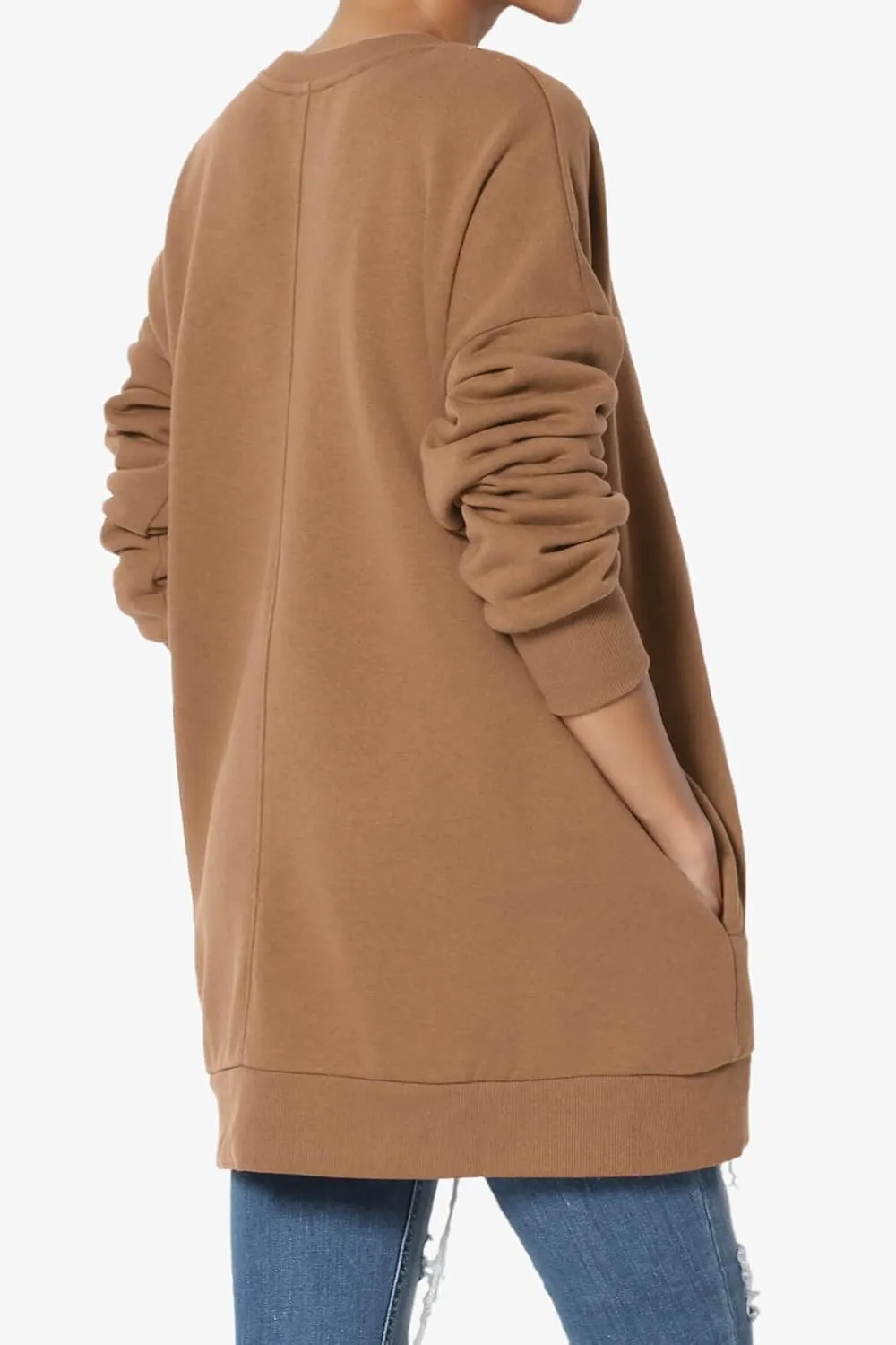 TheMogan Women's S~3X Casual Cozy Oversized Crew Neck Fleece Pullover Sweatshirts