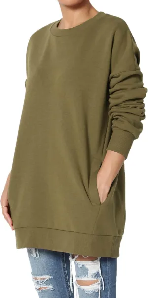 TheMogan Women's S~3X Casual Cozy Oversized Crew Neck Fleece Pullover Sweatshirts