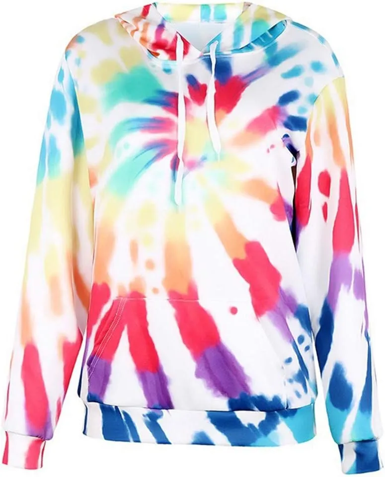 Tie Dye Hoodies for Women Oversized Casual Sweatshirts Long Sleeve Slouchy Trendy Pullover Tops with Pockets