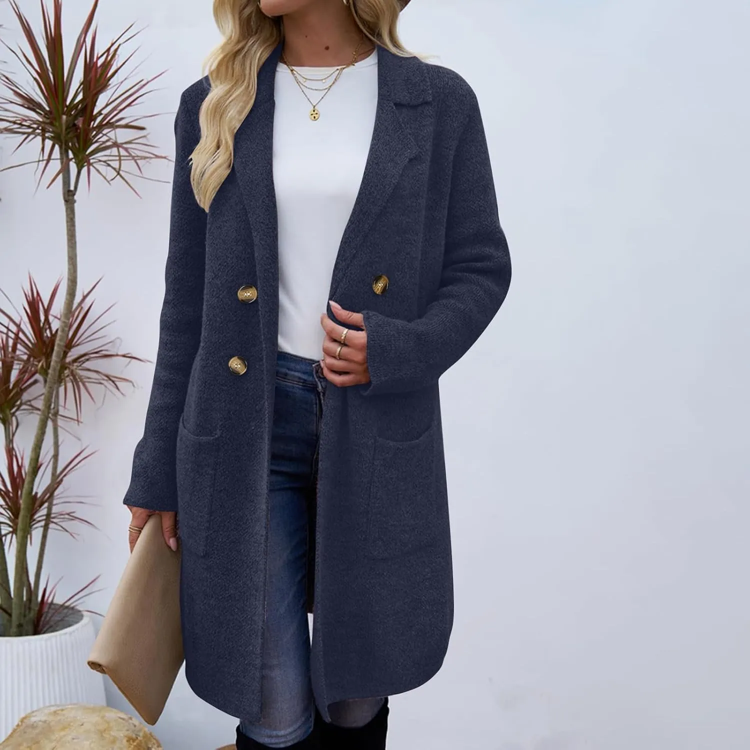 Trench Coat for Women 2024 Fall Winter Wool Coats Double Breasted Midi Peacoat Trench Coats Casual Coats for Trendy