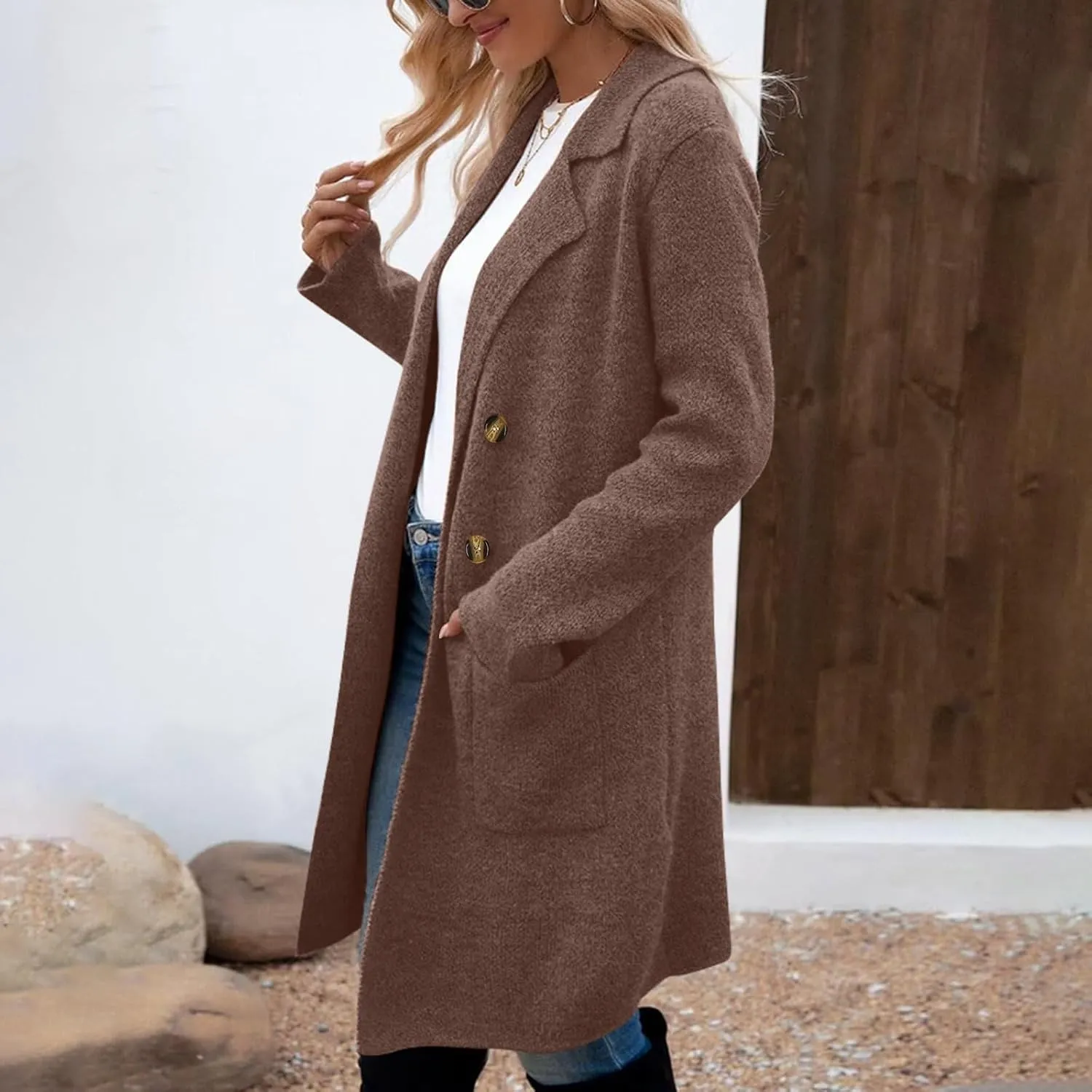 Trench Coat for Women 2024 Fall Winter Wool Coats Double Breasted Midi Peacoat Trench Coats Casual Coats for Trendy