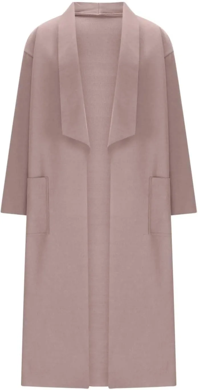 Trench Coat for Women 2024 Open Front Cardigan Lapel Pea Coat Wool Blend Long Coat Plus Size Winter Coat Casual Jackets