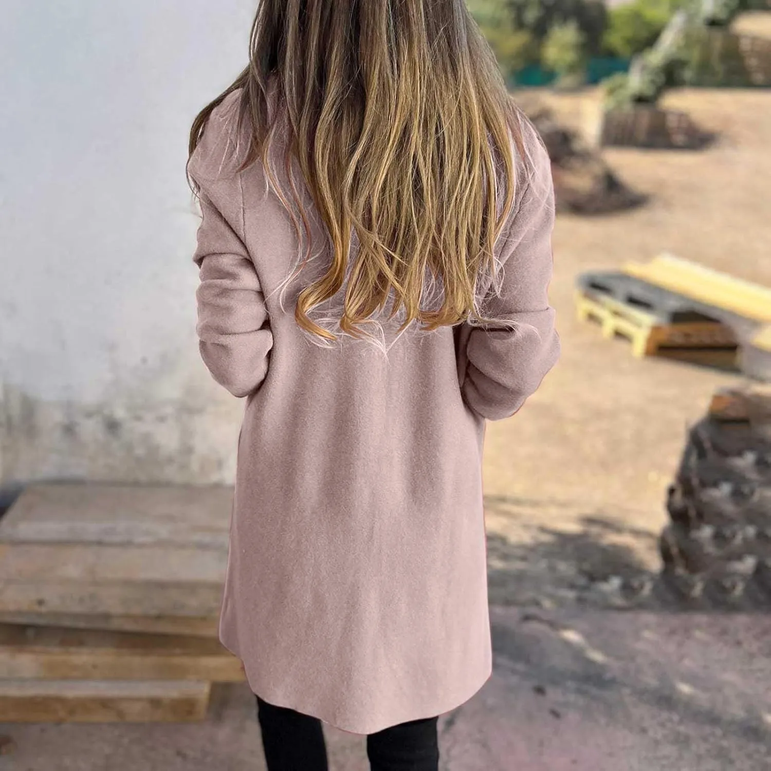 Trench Coat for Women 2024 Open Front Cardigan Lapel Pea Coat Wool Blend Long Coat Plus Size Winter Coat Casual Jackets