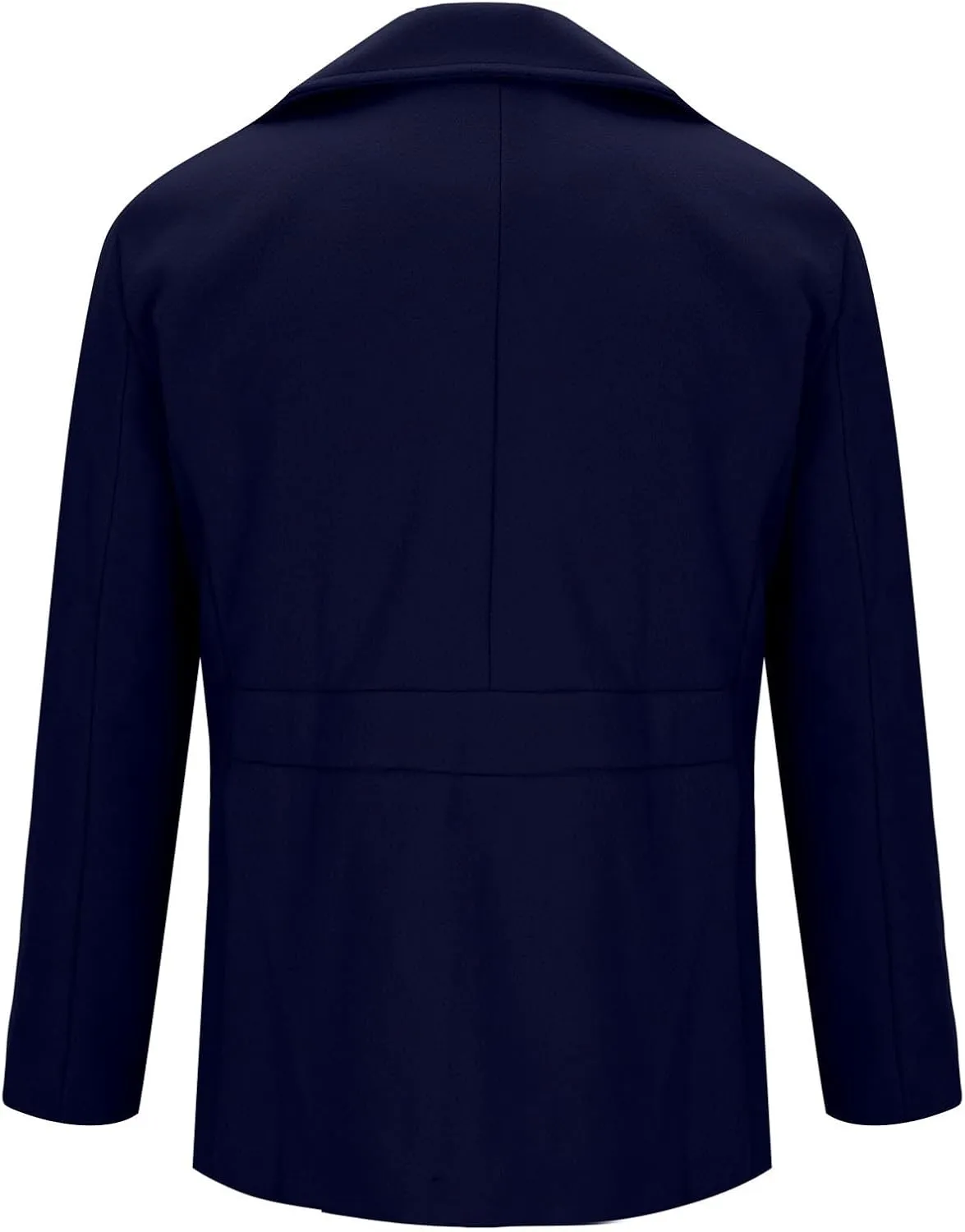 Trench Coat Men Business Trench Coat Mid Length Peacoat Notch Collar Jackets Button Down Open Front Cardigan