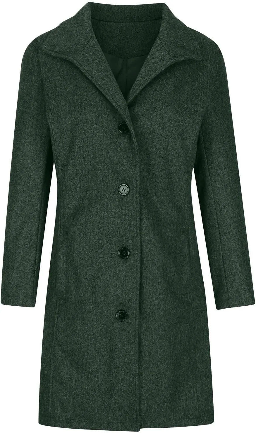 Trench Coat Women Faux Wool Single Breasted Pea Coat Mid Length Oversized Loose Long Trench Coat Dress Coat