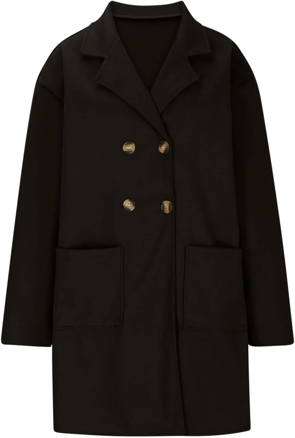 Trench Coat Women Mid Length Wool Coat Button Down Open Front Cardigan Elegant Coat Lapel Peacoat Fall Winter Jacket