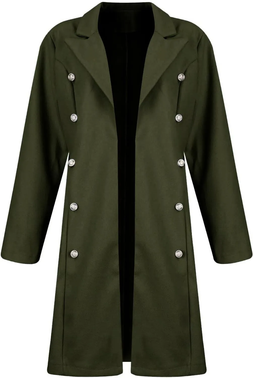 Trench Coat Women Notch Lapel Double Breasted Peacoat Winter Warm Mid Length Coat Wool Blend Cardigan Jackets Outwear