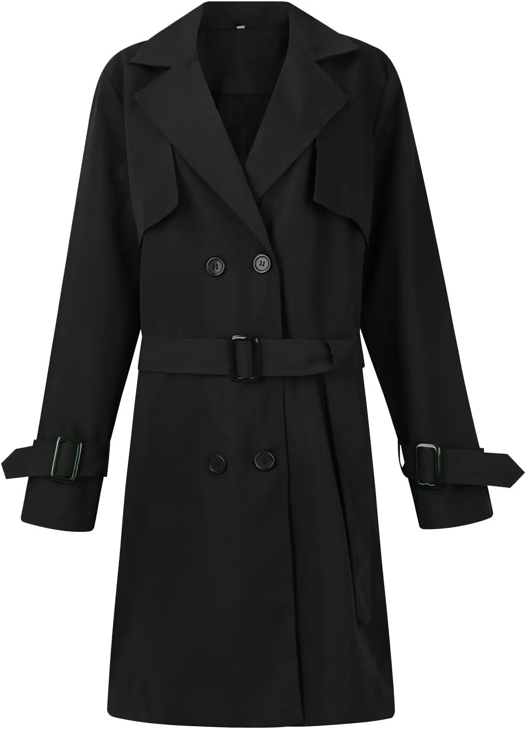 Trench Coat Women,2024 Classic Lapel Double Breasted Overcoat With Belted Elegant Trendy Mid-Length Fall Windbreaker
