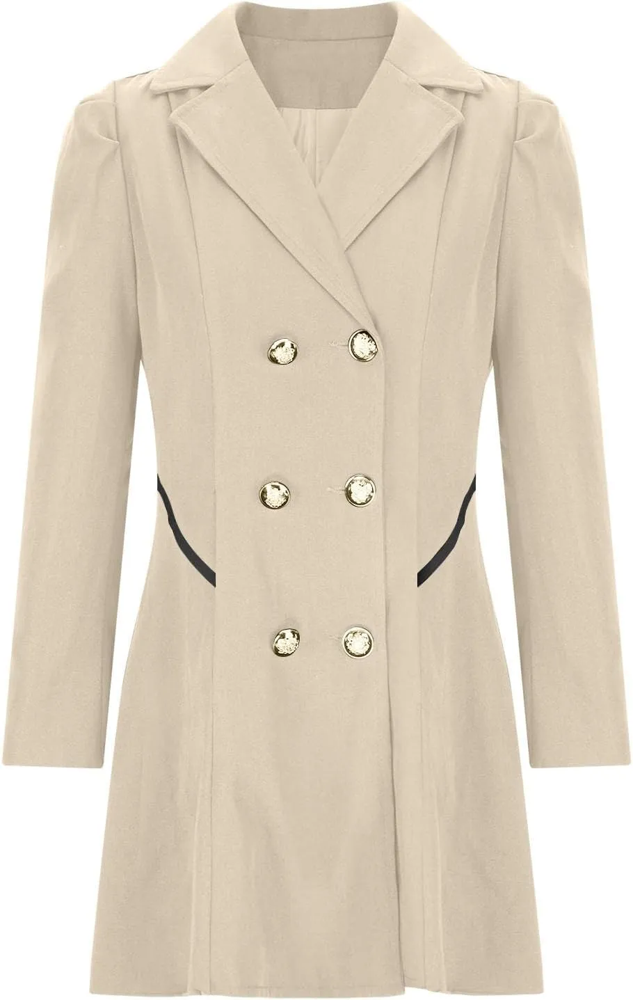Trench Coats for Women 2024 Notched Lapel Collar Doubel-Breasted Dress Coats Fall Winter Wool Blend Pea Coat Jackets