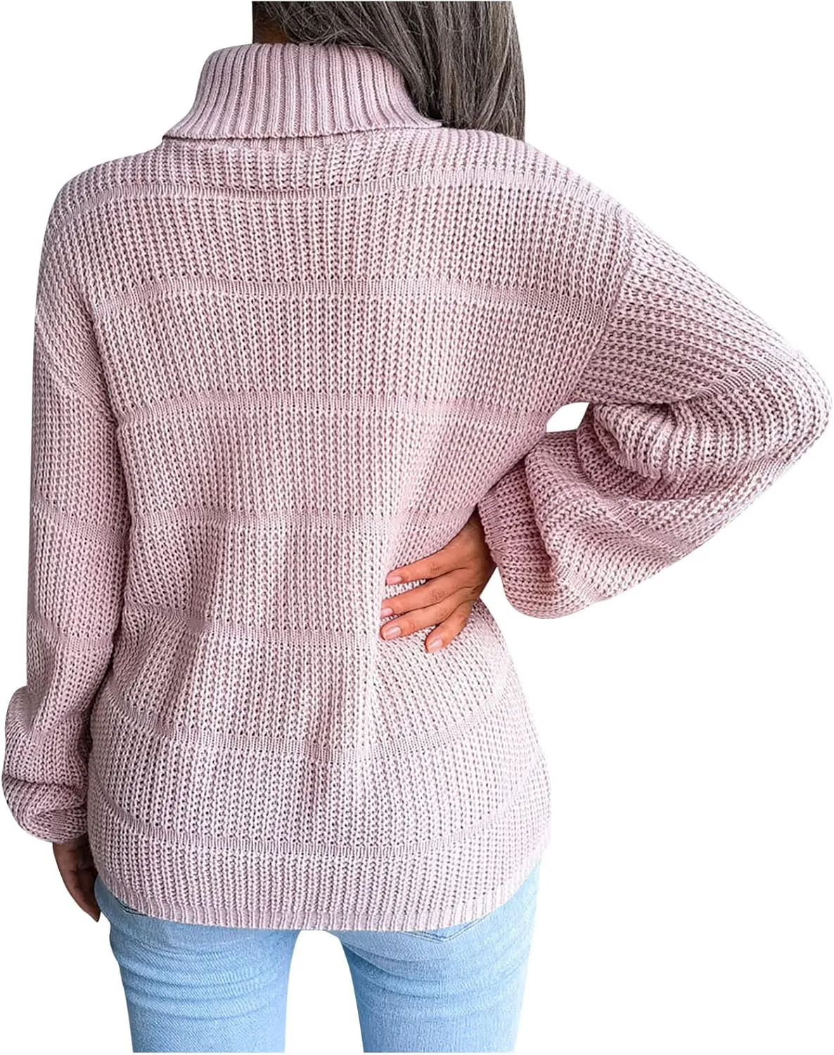 tuduoms Women's Turtleneck Oversized Sweaters Fashion Solid Color Comfy Loose Chunky Knitted Pullover Sweater Jumper Tops
