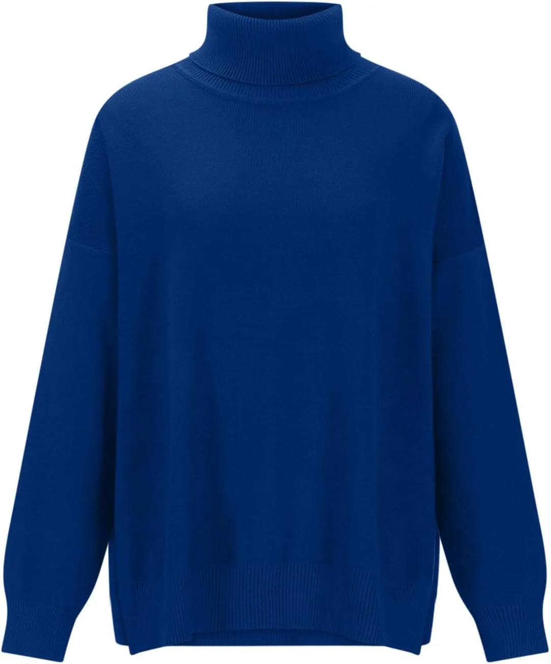 Turtleneck Sweater for Women Plus Size Fall 2024 Side Split Loose Pullover Tops Winter Solid Color Oversized Sweaters