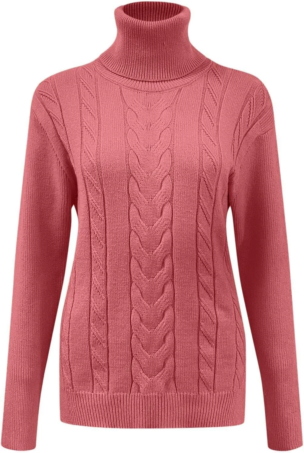 Turtleneck Sweater Women Cable Knit Sweaters Long Sleeve High Neck Fall Winter Warm Pullover Jumpers