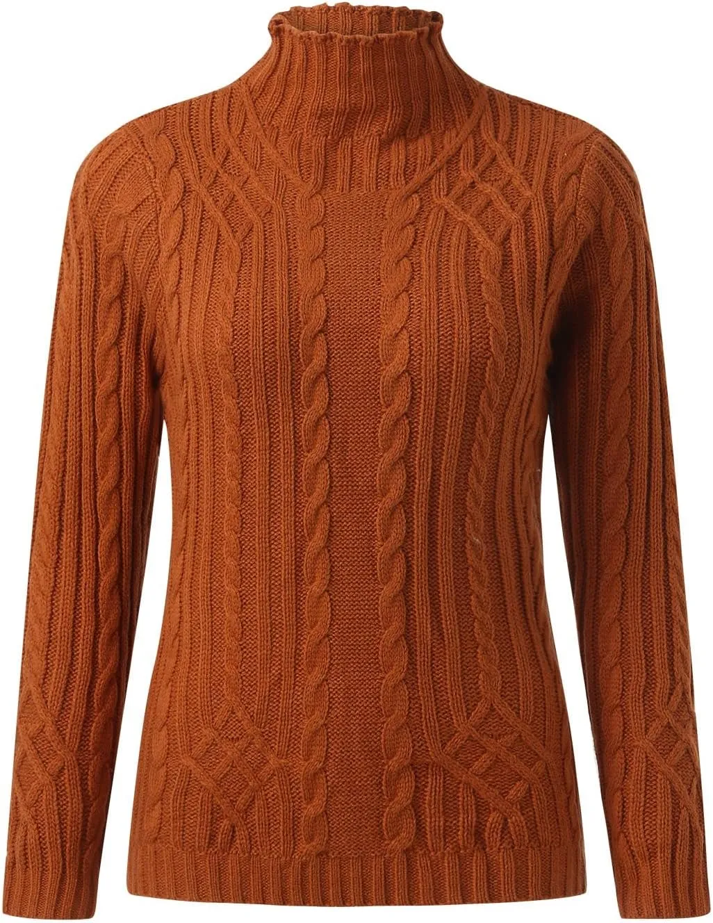 Turtleneck Sweater Women Cozy Cable Knit Sweaters Plus Size Tunic Pullover Jumper Tops