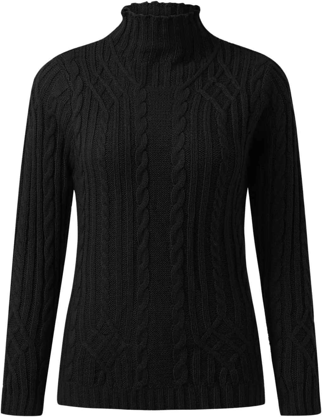 Turtleneck Sweater Women Cozy Cable Knit Sweaters Plus Size Tunic Pullover Jumper Tops