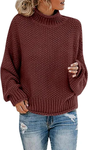 Turtleneck Sweaters for Women Oversized Sweaters Ribbed Knit Sweater Winter Tunic Sweater Cute Sweaters Jumper Tops