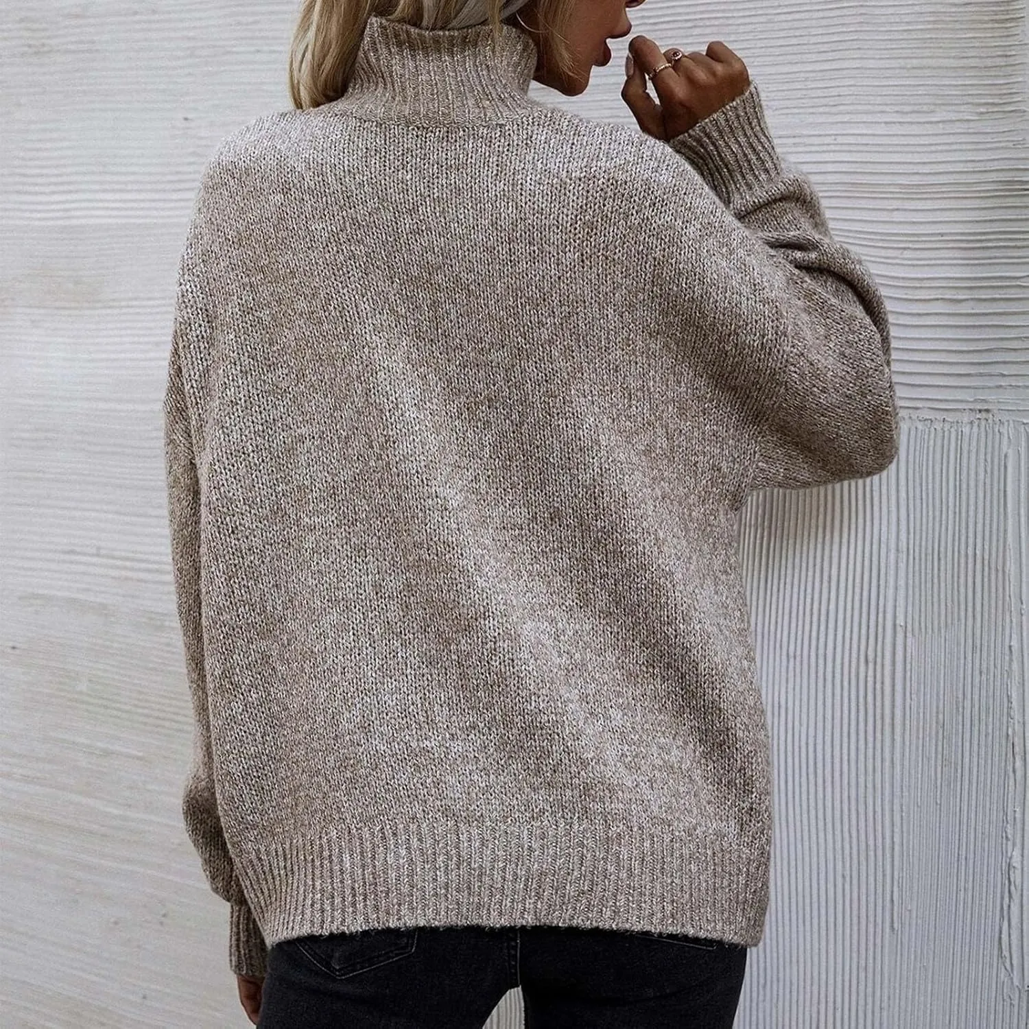 Turtleneck Sweaters for Women Soft Warm Ribbed Sweaters 2023 Fall Winter Oversized Long Sleeve Pullover Sweaters