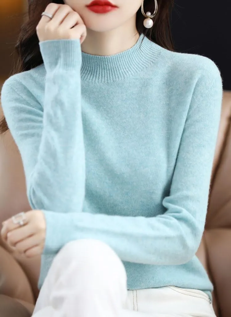 Visulong Cashmere Sweaters, Cashmere Sweaters for Women, Crew Neck Soft Warm Cozy Lightweight Wool Knit Sweater