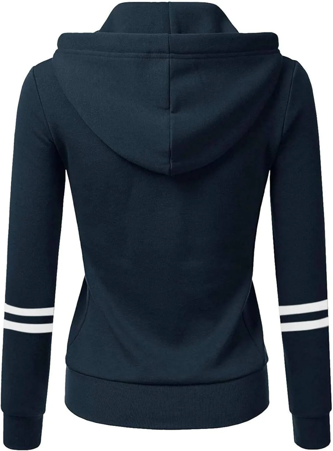 Wankang Women's Striped Color Block Hoodies Long Sleeve Hooded Sweatshirts Zip Up Jacket Pullover Top with Pockets Plus Size