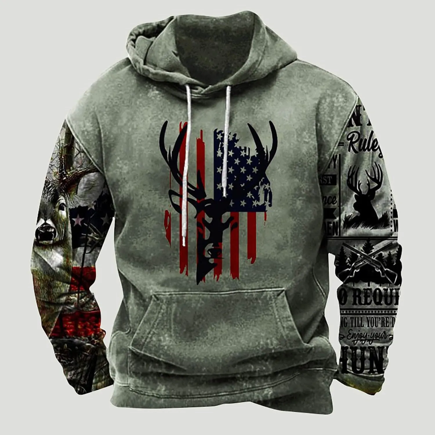 Western Aztec Graphic Men's Vintage Casual Sweatshirt Pullover Tops for Fall & Winter
