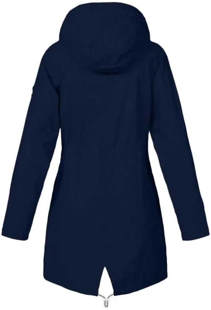 Windproof Jacket for Women Long Sleeve Full Zip Up Hooded Plain Windbreaker with Pocket Ligh Weight Overcoat Zipper Winter