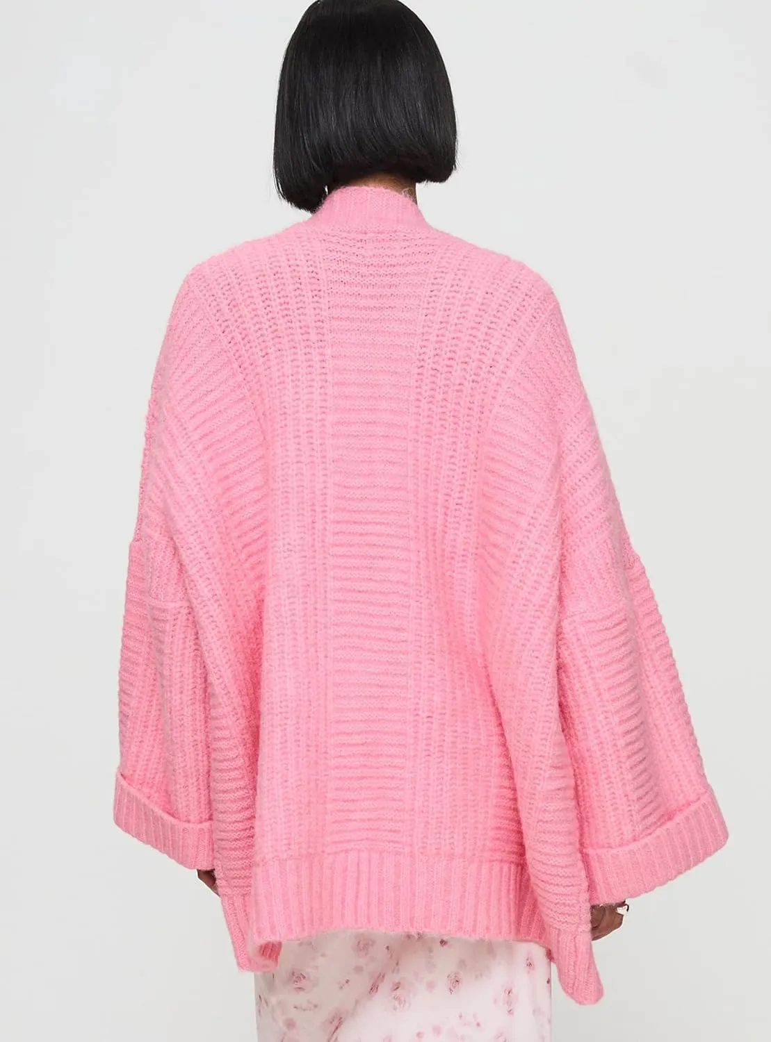 Winioder Chunky Long Cardigan Sweaters for Women Open Front Puff Long Sleeve Cable Knit Oversized Sweater Coat with Pockets
