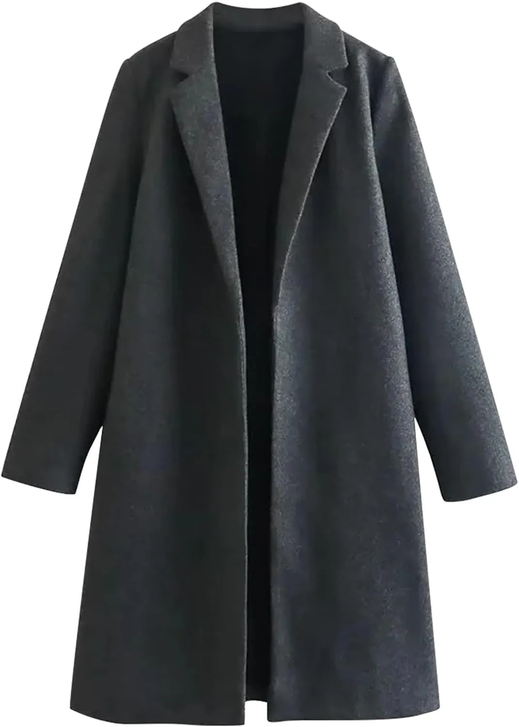 Winter Coats for Women 2024 New Wool Blend Peacoat Notched Lapel Collar Mid-Long Trench Coat Lounge Soild Cardigan