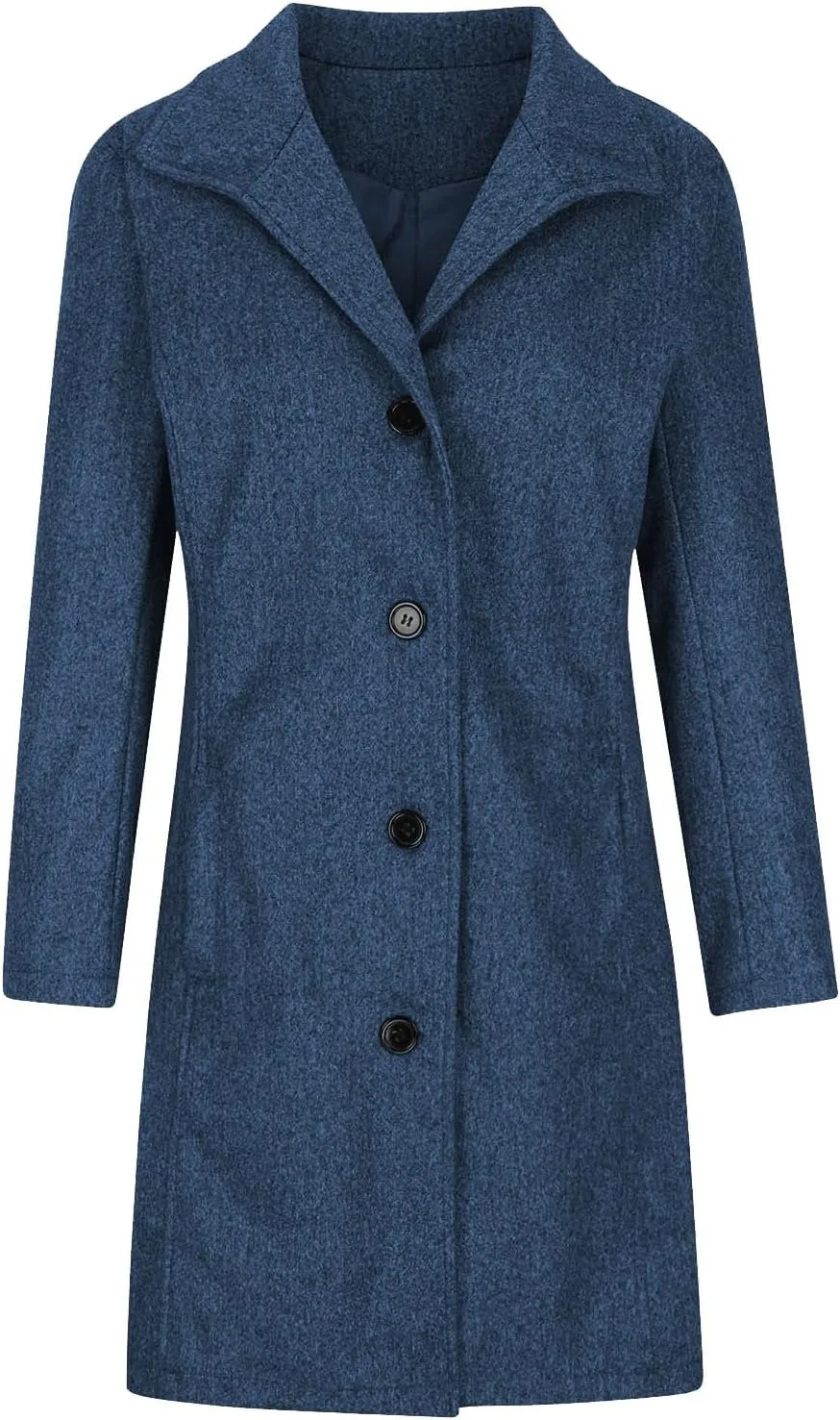 Winter Long Pea Coats for Women Wool Blend Stand Collar Single Breasted Jackets 2024 Casual Peacoat Overcoats