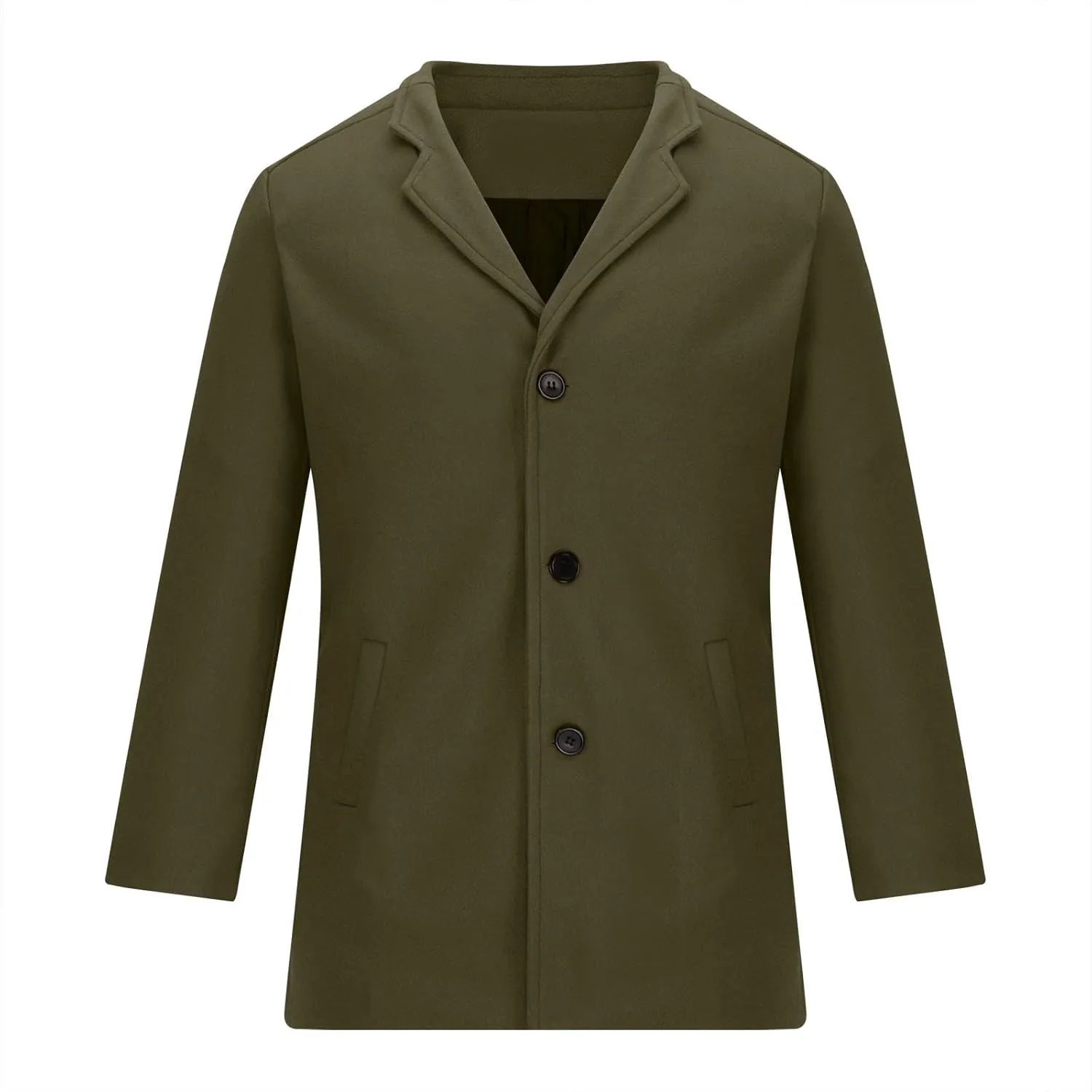 Winter Trench Coat for Men Big and Tall Pea Coats Single Breasted Wool Trench Coat Notch Collar Trench Coat