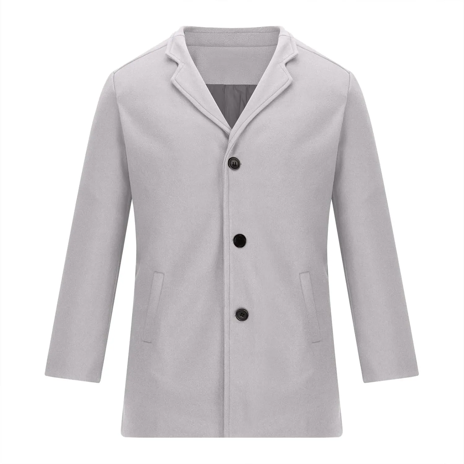 Winter Trench Coat for Men Big and Tall Pea Coats Single Breasted Wool Trench Coat Notch Collar Trench Coat