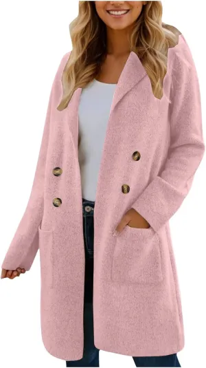 Winter Trench Coats for Women Casual Dressy Long Sleeve Open Front Knit Peacoat Plus Size Lightweight Sweater Jacket Coatigan